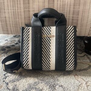 Steve Madden Black and Cream Tote Bag